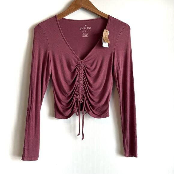 American Eagle Outfitters Tops - 🆕 Soft and Sexy by American Eagle Outfitters long sleeve cropped tie front med